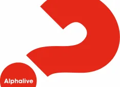 Alphalive Logo_Schrift in Punkt_rot